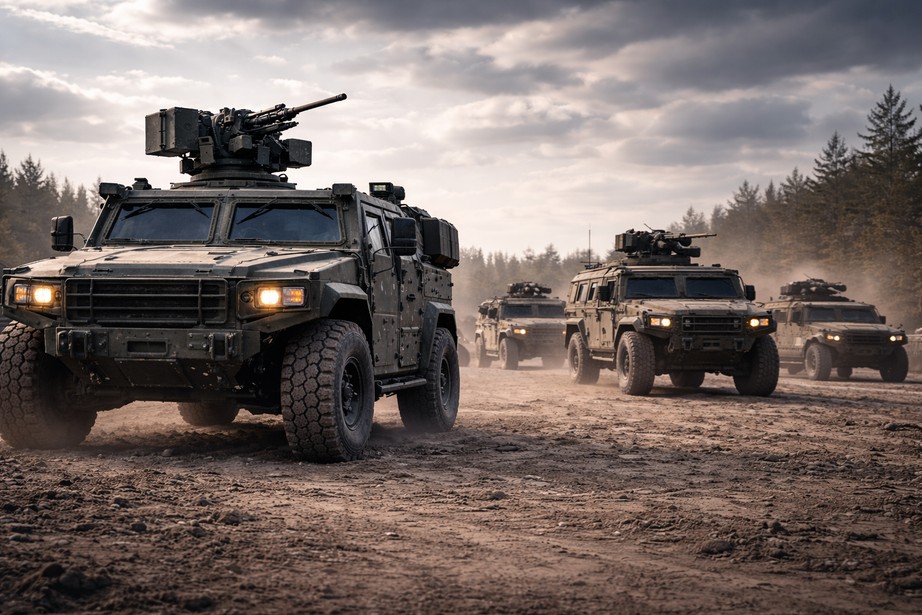 Immagine illustrativa di veicoli militari blindati
